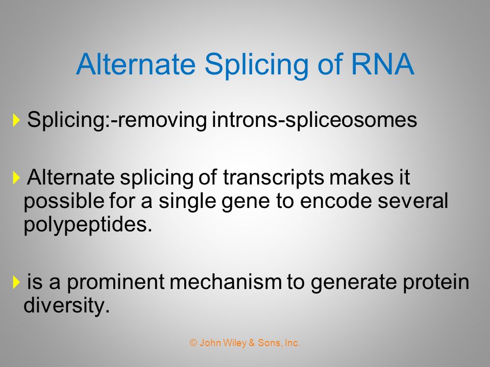 Alternate Splicing of RNA