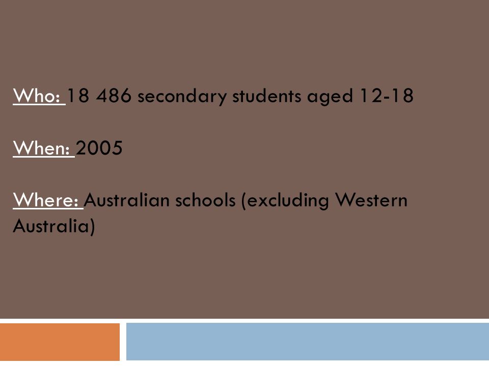 Who: secondary students aged 12-18