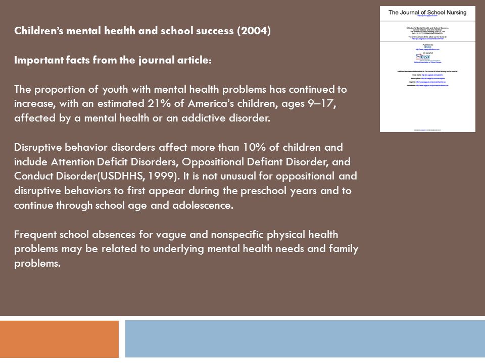 Children’s mental health and school success (2004)