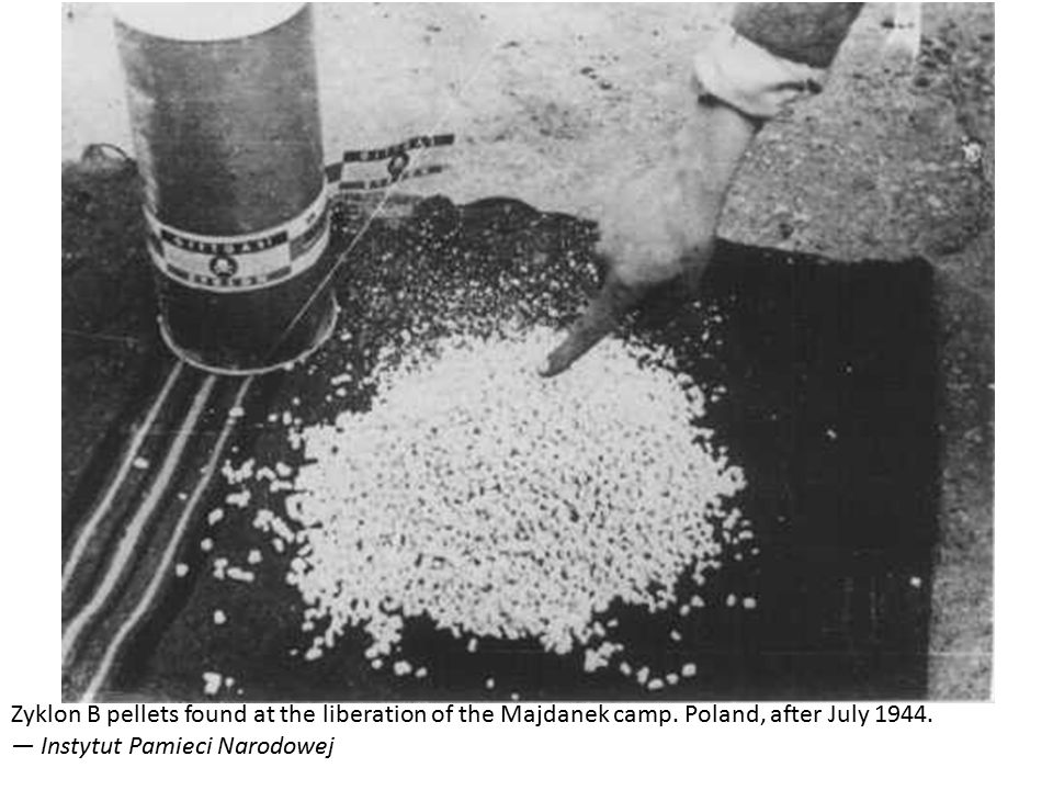 Zyklon B pellets found at the liberation of the Majdanek camp.