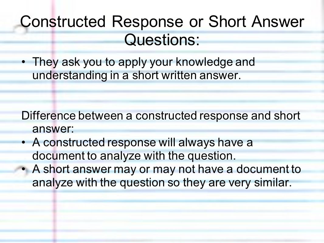 How to Answer Constructed Response or Short Answer Questions using