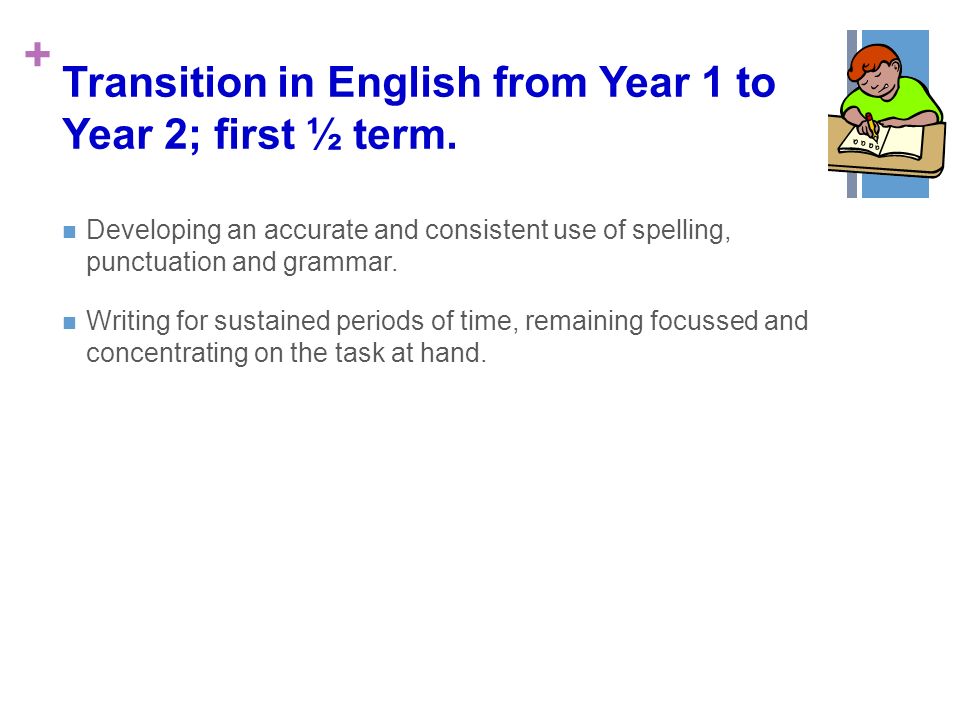 Transition in English from Year 1 to Year 2; first ½ term.