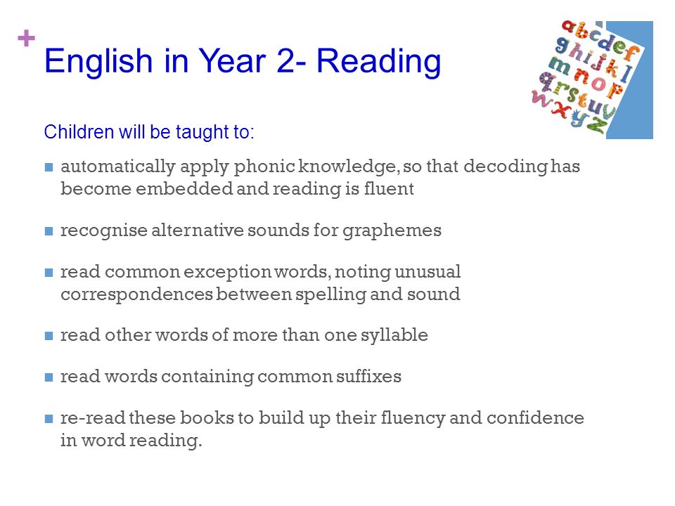 English in Year 2- Reading Children will be taught to: