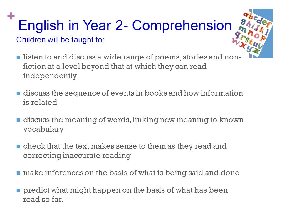 English in Year 2- Comprehension
