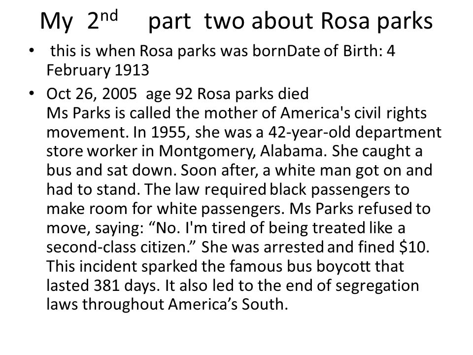 My story about Rosa parks - ppt video online download