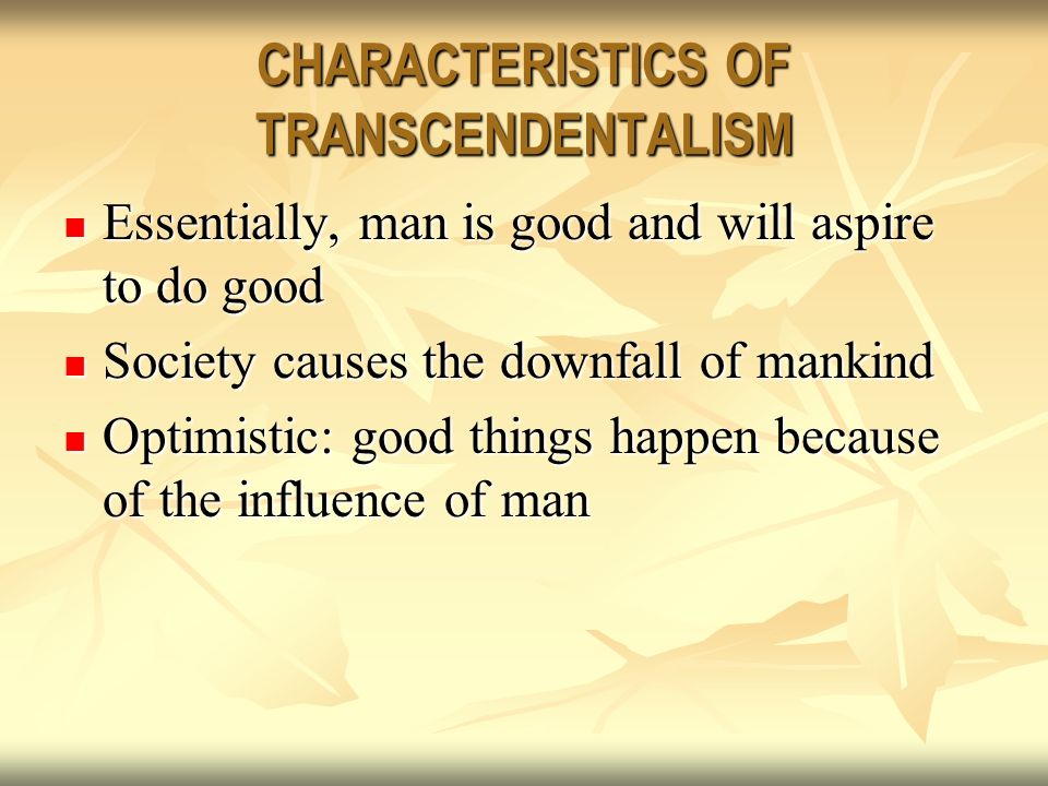 transcendentalism characteristics