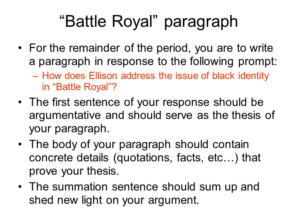 battle royal ellison analysis