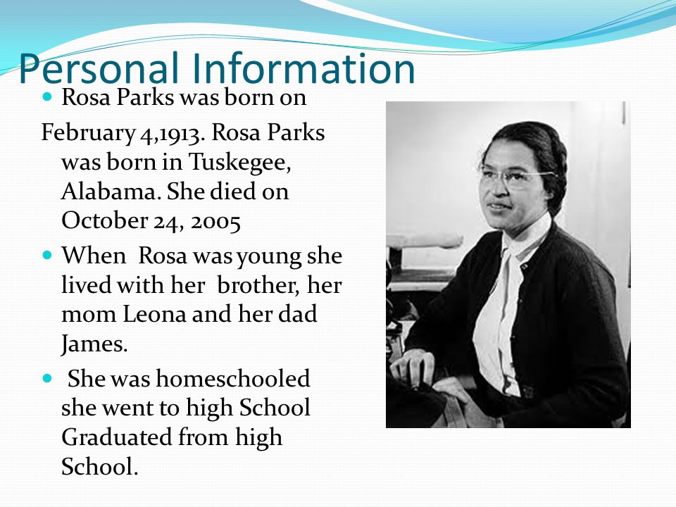 Presentation on theme: "Biography of Rosa Parks"- Presentation tr...