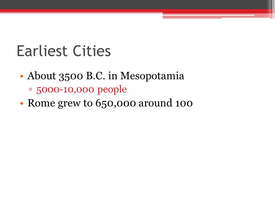 Earliest Cities About 3500 B.C. in Mesopotamia