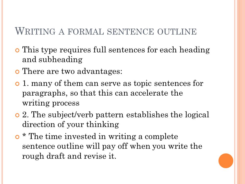 formal sentence outline example
