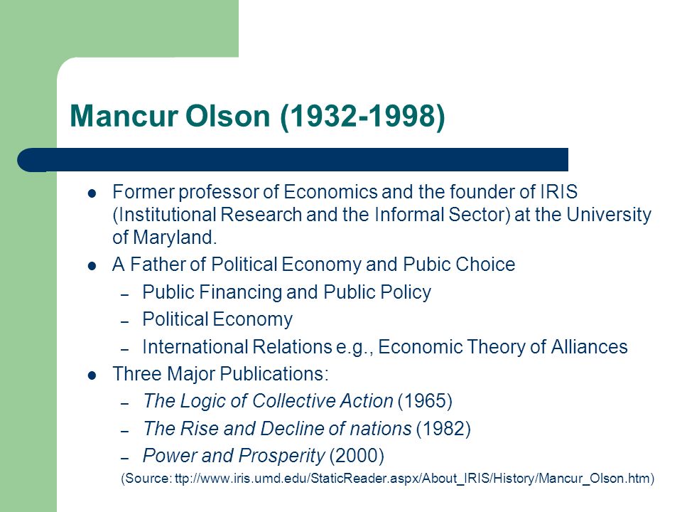 The rise and decline of nations by Mancur Olson