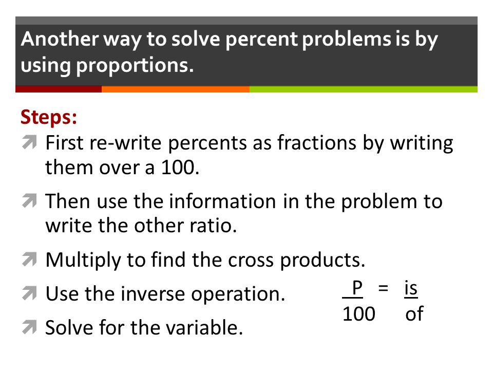 using proportions to solve percent problems