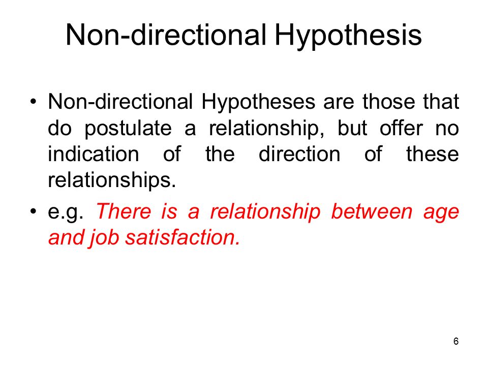 non directional research hypothesis example