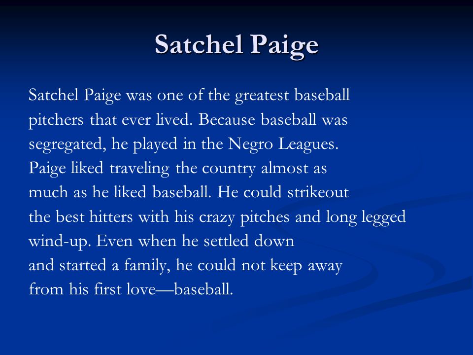 Satchel Paige Vocabulary Words - ppt video online download