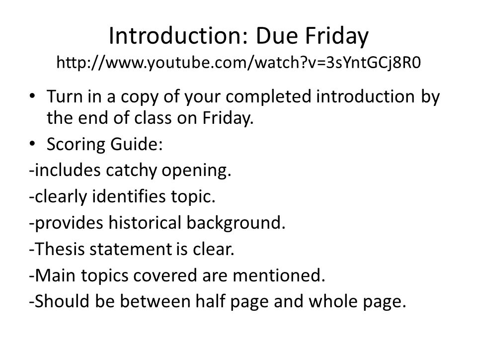 Introduction: Due Friday   v=3sYntGCj8R0