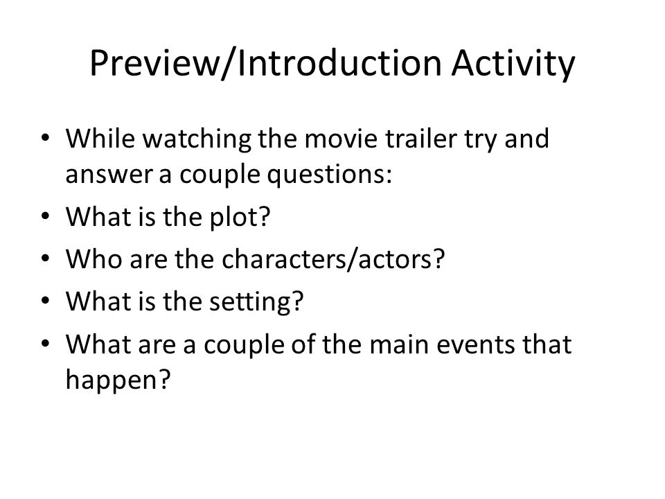 Preview/Introduction Activity