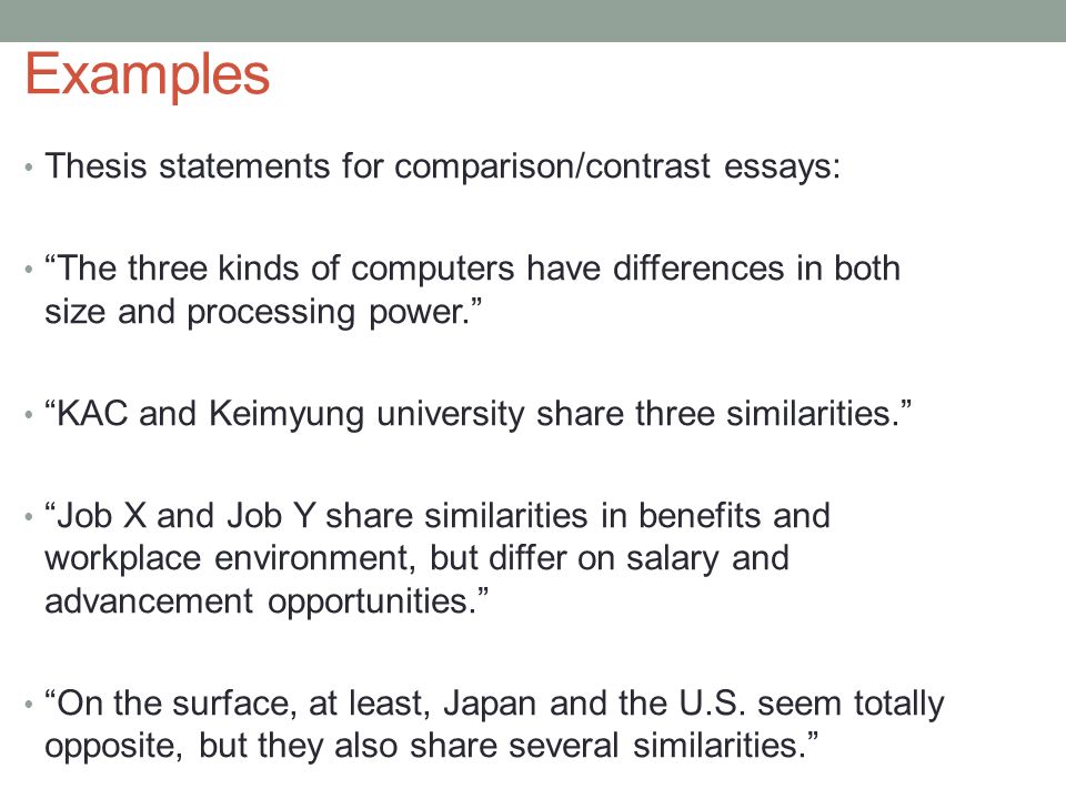 how to write a compare and contrast thesis