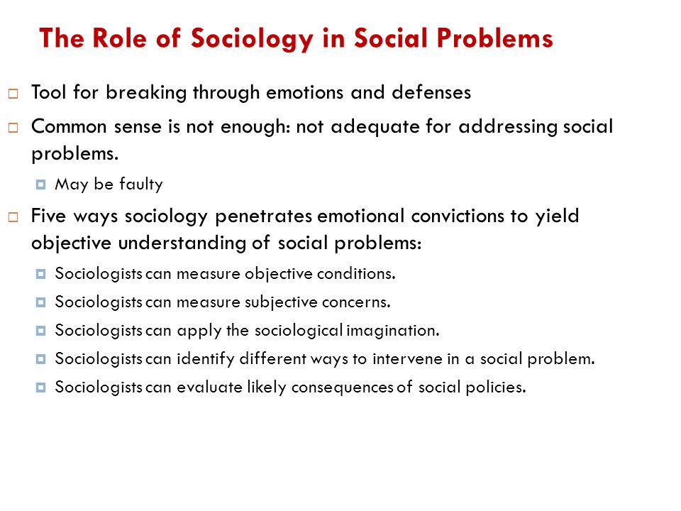 role of sociologist in solving social problems