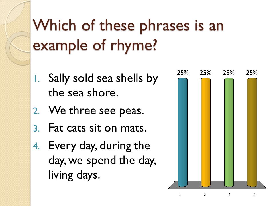 Which of these phrases is an example of rhyme