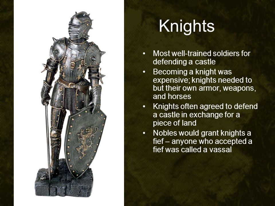 Knights Most well-trained soldiers for defending a castle