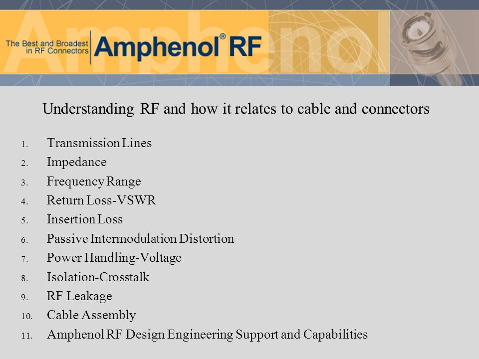 Rf Connector Power Handling Chart