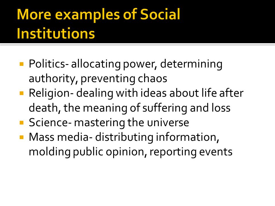 what is an example of a social institution
