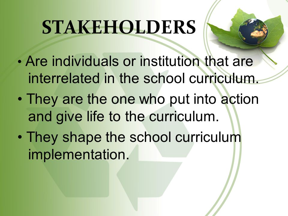 stakeholders in school curriculum
