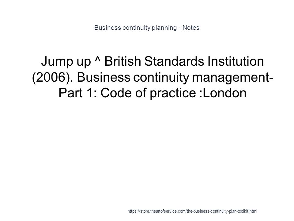 business continuity plan standards