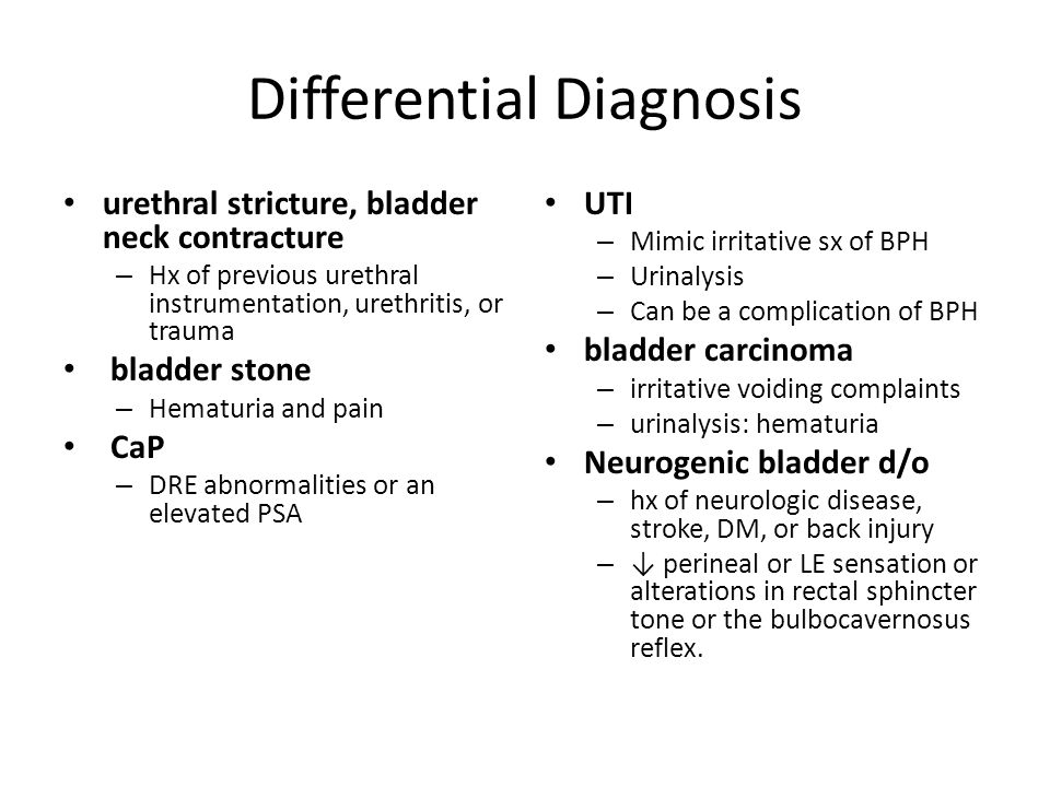 bph vs prostate cancer differential diagnosis