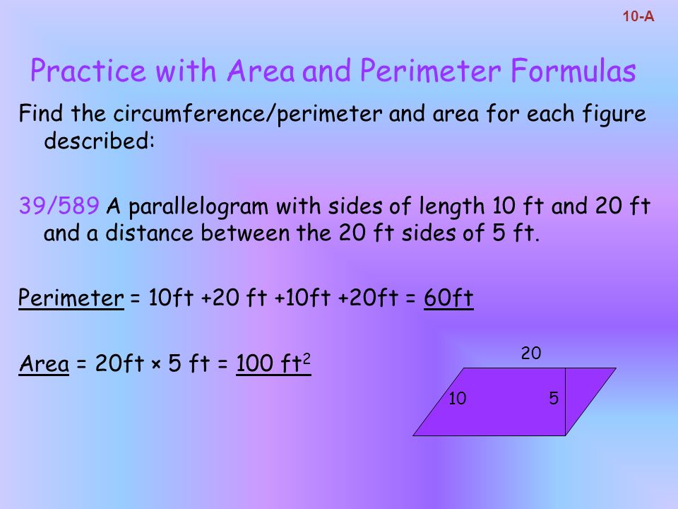 Practice with Area and Perimeter Formulas