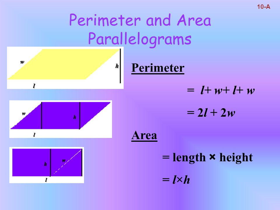 Perimeter and Area Parallelograms