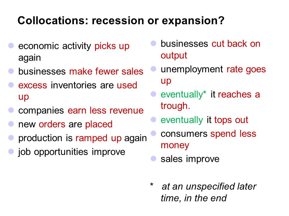 Collocations: recession or expansion