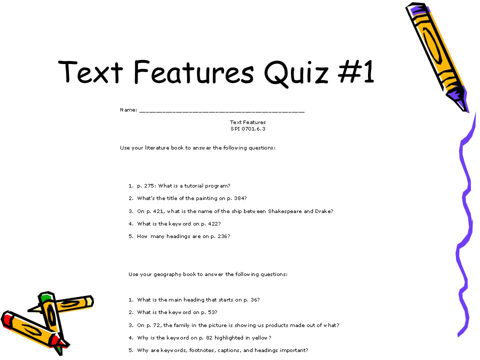 Text Features Quiz #1