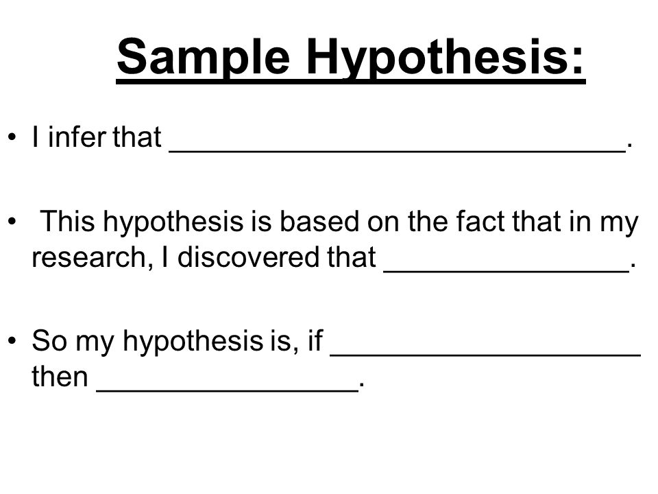 Sample Hypothesis: I infer that ____________________________.