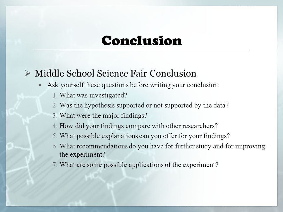 what does conclusion mean in a science project