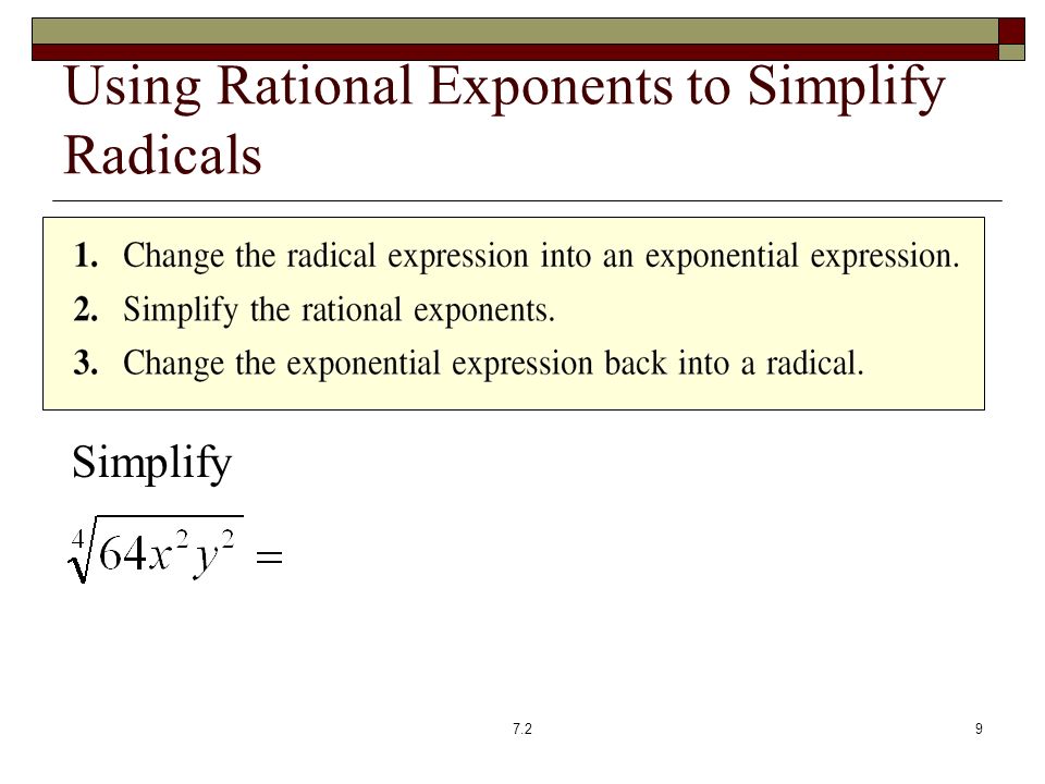 Using Rational Exponents to Simplify Radicals