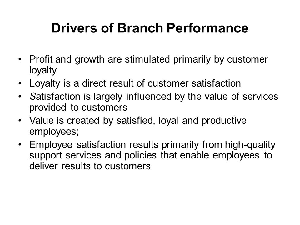 Drivers of Branch Performance