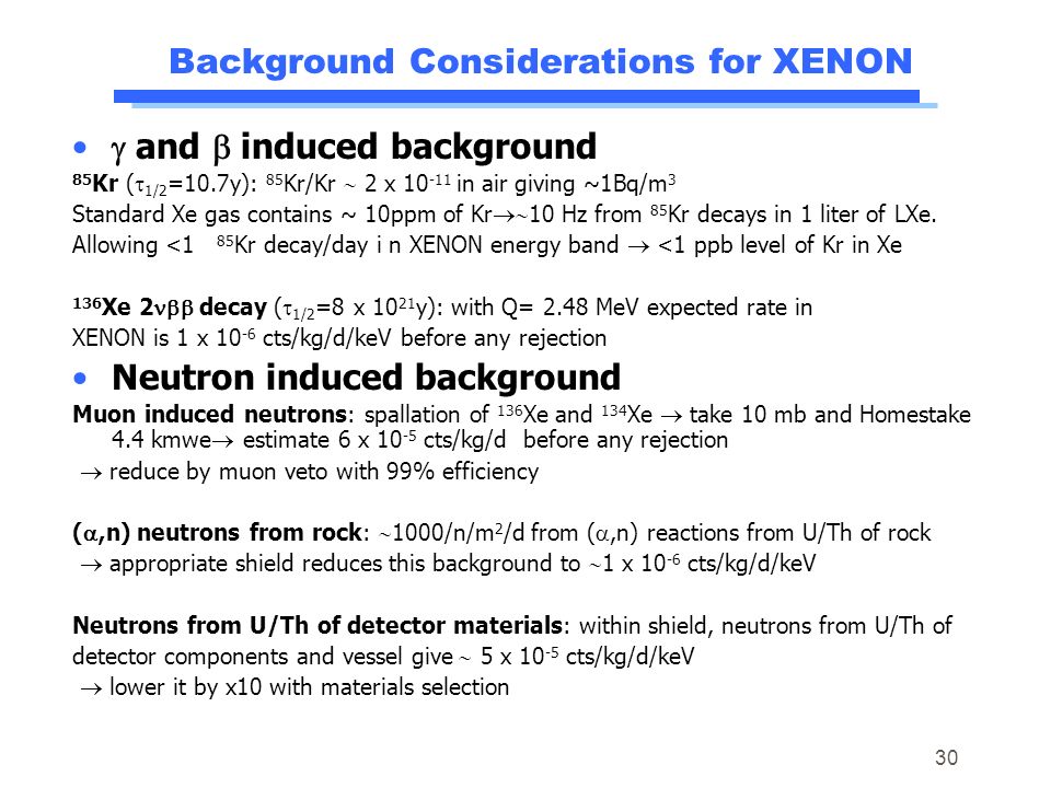 Background Considerations for XENON