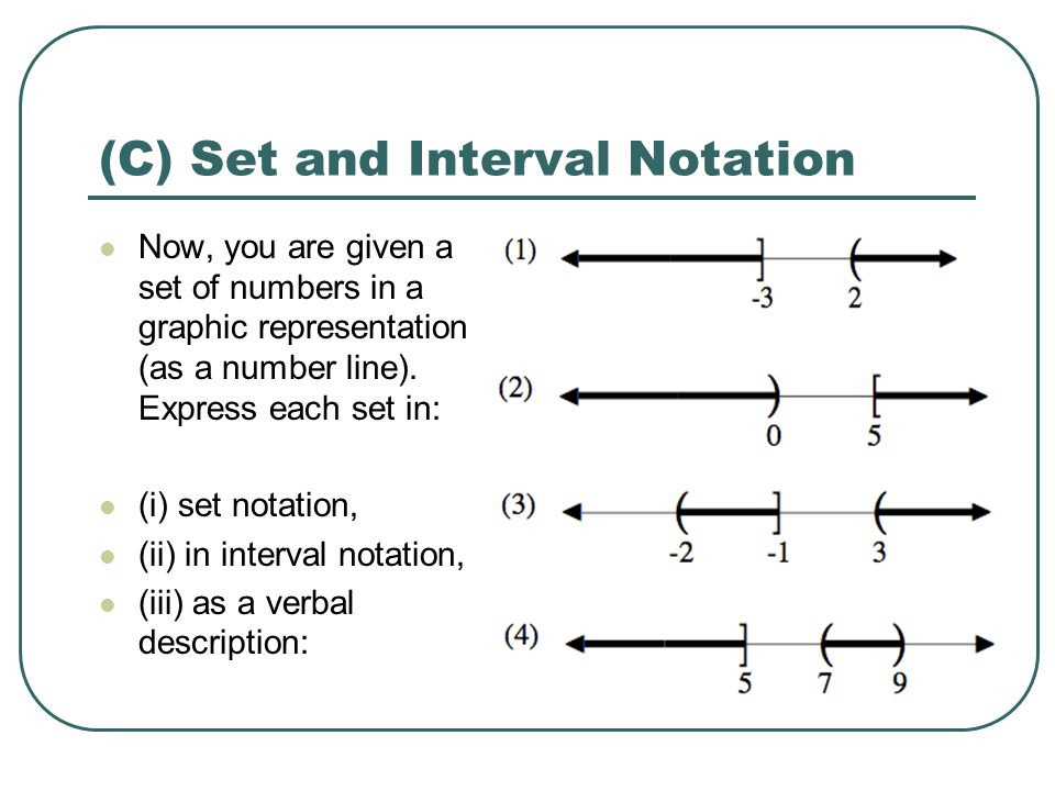 (C) Set and Interval Notation.