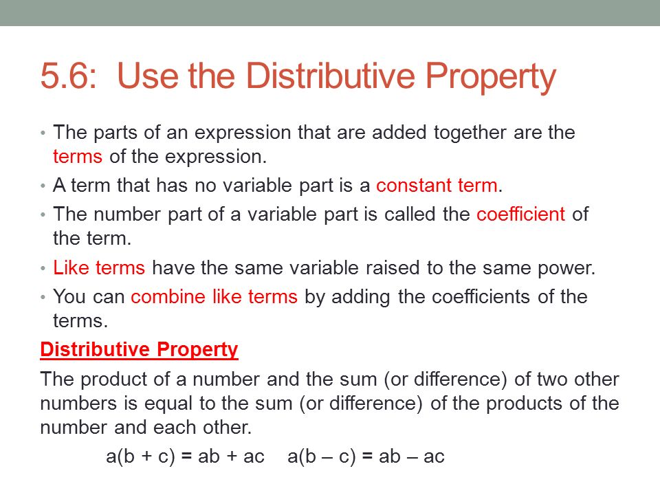 5.6: Use the Distributive Property