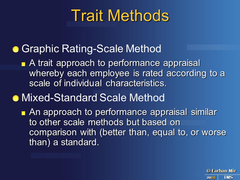 trait methods of performance appraisal