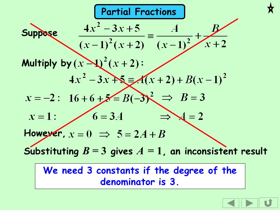 We need 3 constants if the degree of the denominator is 3.