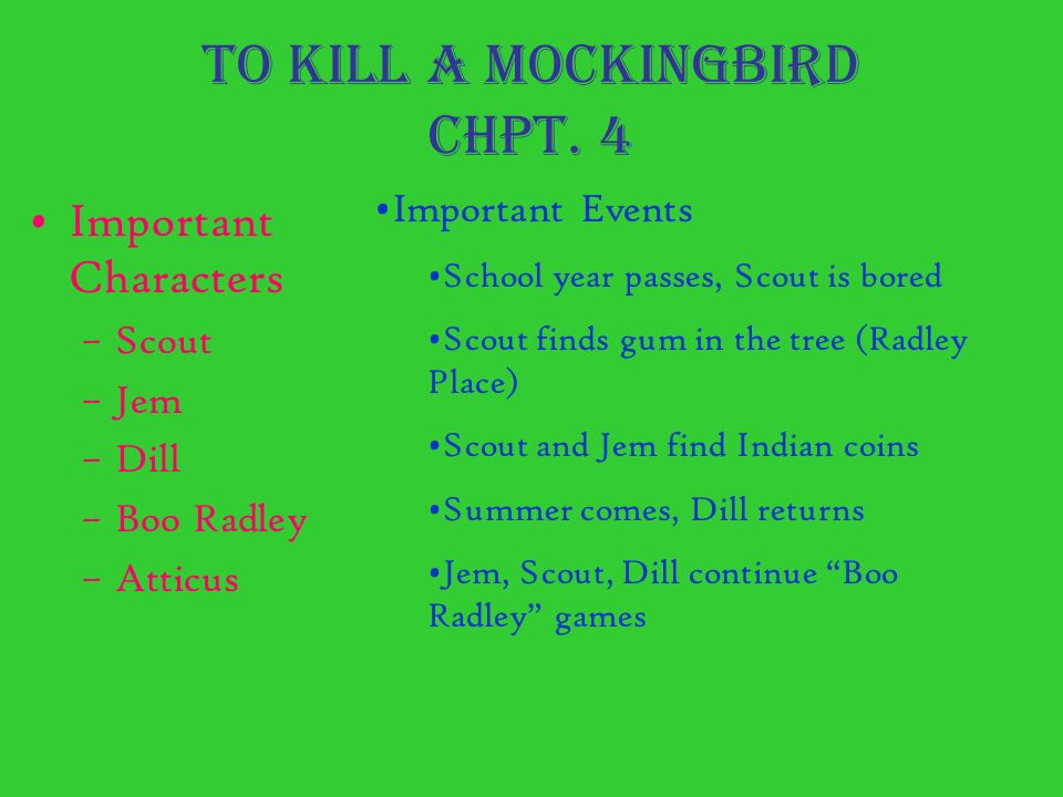 10 important events in to kill a mockingbird