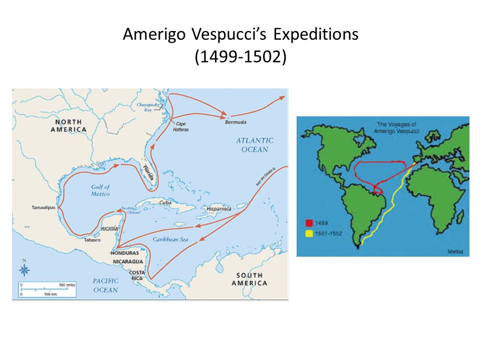 Экспедиция америго веспуччи на карте
