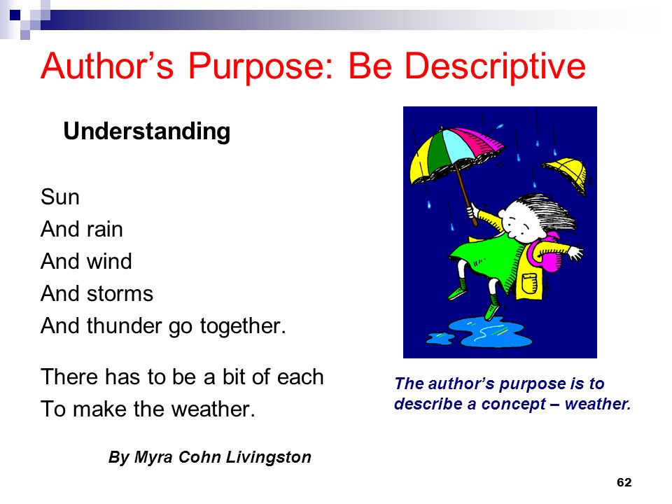 Author’s Purpose: Be Descriptive