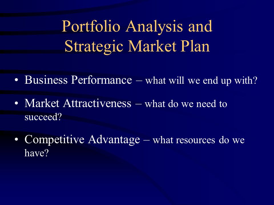 Portfolio Analysis and Strategic Market Plan