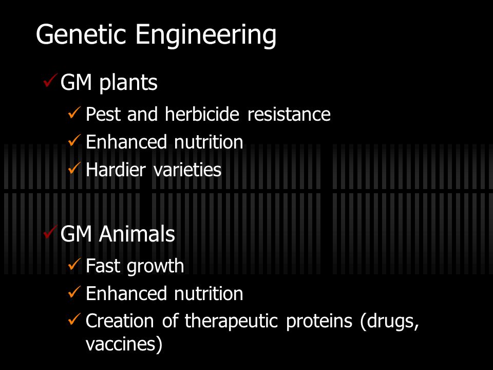 Genetic Engineering GM plants GM Animals Pest and herbicide resistance
