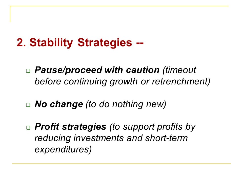 stability strategy in corporate level strategy