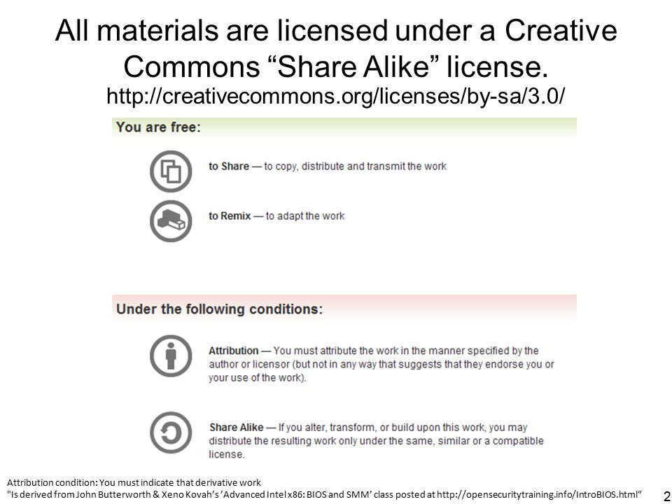 All materials are licensed under a Creative Commons Share Alike license.