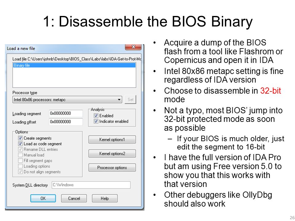 1: Disassemble the BIOS Binary